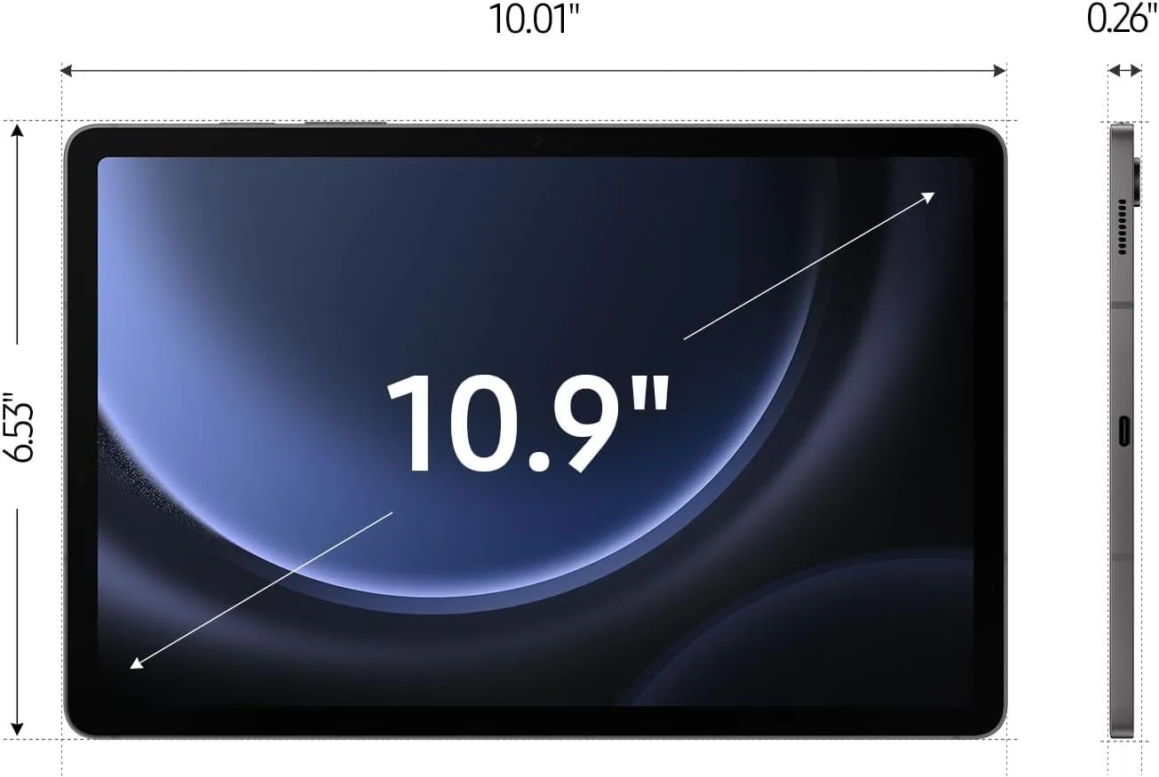 Samsung Galaxy Tab S9 FE 10.9” 256GB WiFi Android Tablet, Large Display, Long Battery Life, Powerful Processor, S Pen, 8MP Camera, Lightweight Durable Design, Expandable Storage, US Version, 2023,Gray
