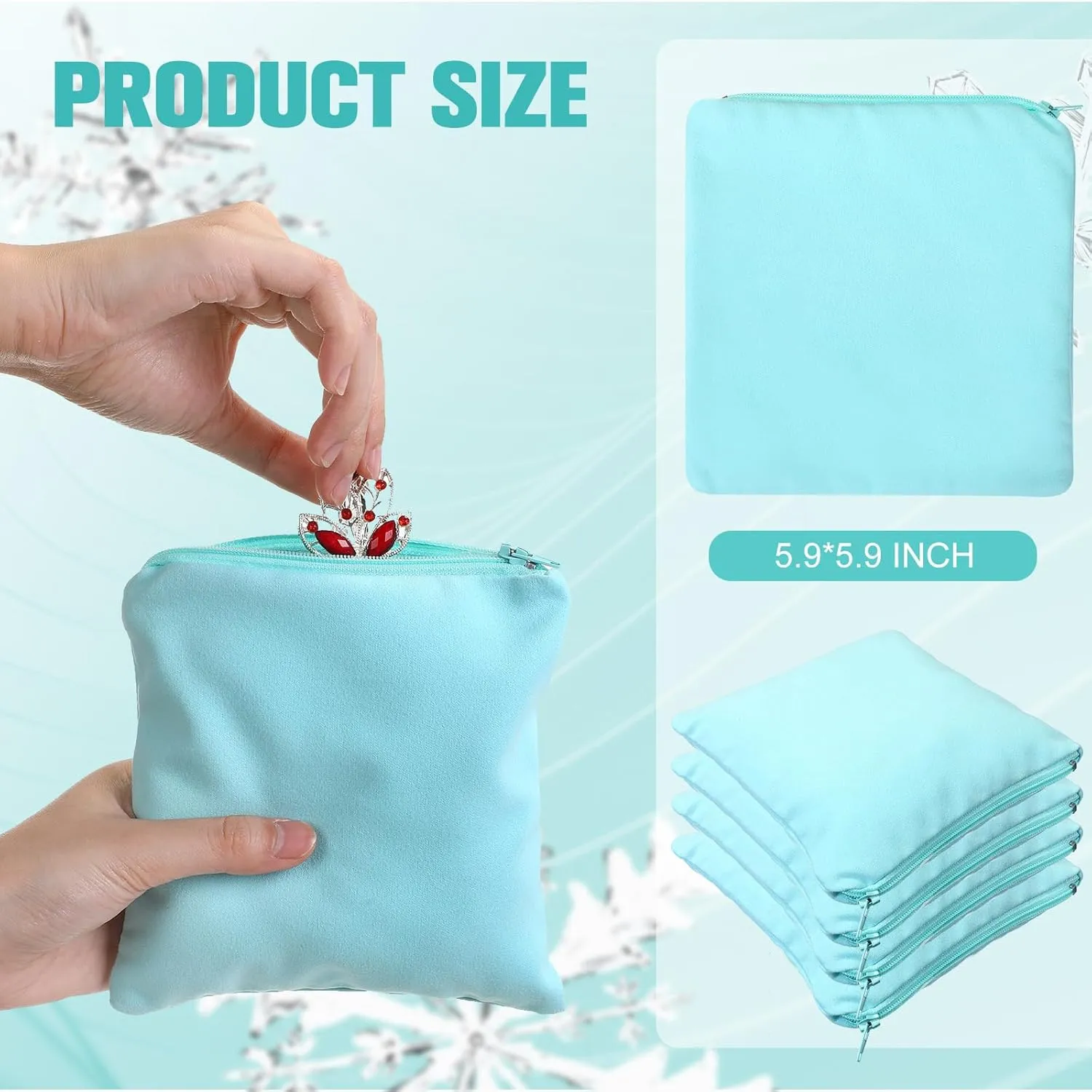 Sanwuta 8 Pcs Zippered Silver Storage Bags Anti Tarnish Silver Pouches Keeper Jewelry Storage Protector Bags(5.9 x 5.9 Inch,Lake Blue)