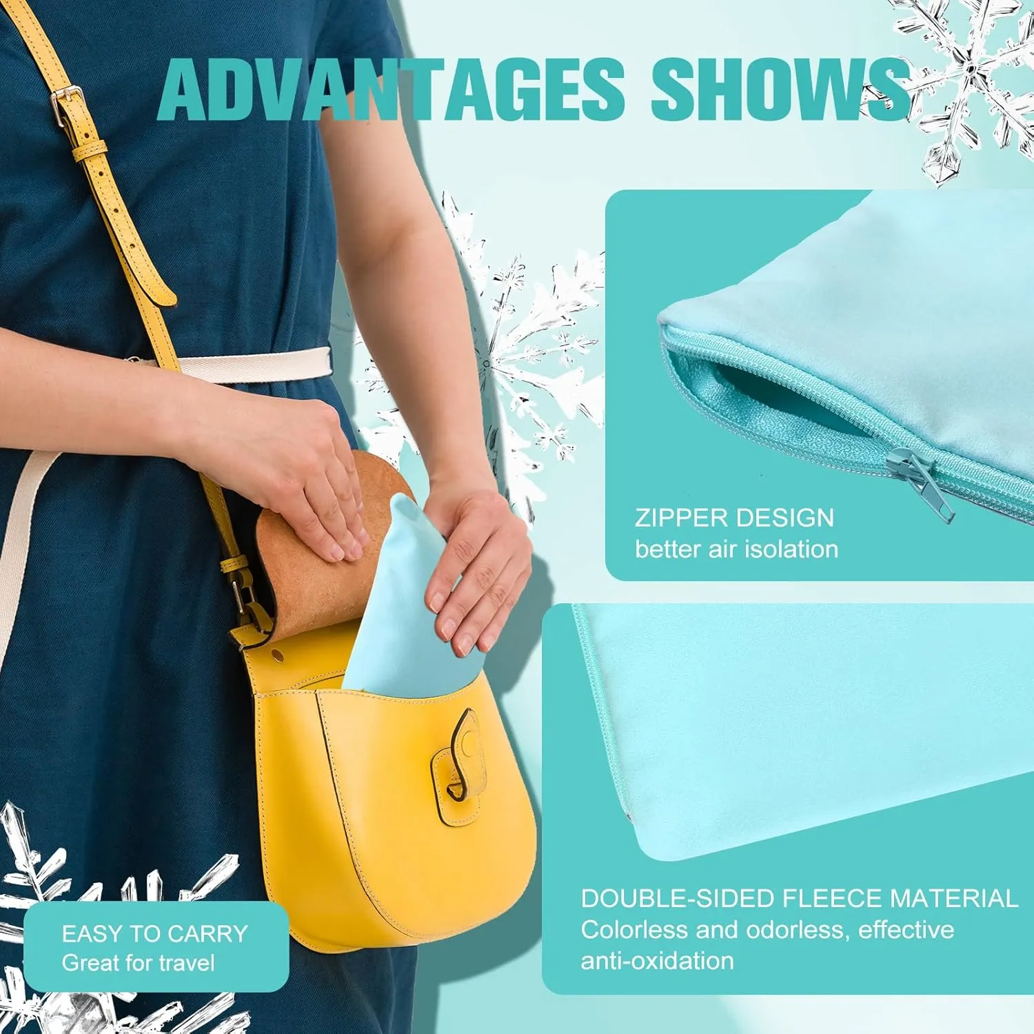 Sanwuta 8 Pcs Zippered Silver Storage Bags Anti Tarnish Silver Pouches Keeper Jewelry Storage Protector Bags(5.9 x 5.9 Inch,Lake Blue)