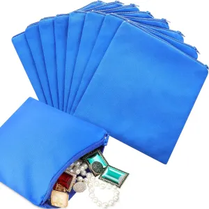 Sanwuta 8 Pcs Zippered Silver Storage Bags Anti Tarnish Silver Pouches Keeper Jewelry Storage Protector Bags(5.9 x 5.9 Inch,Navy Blue)