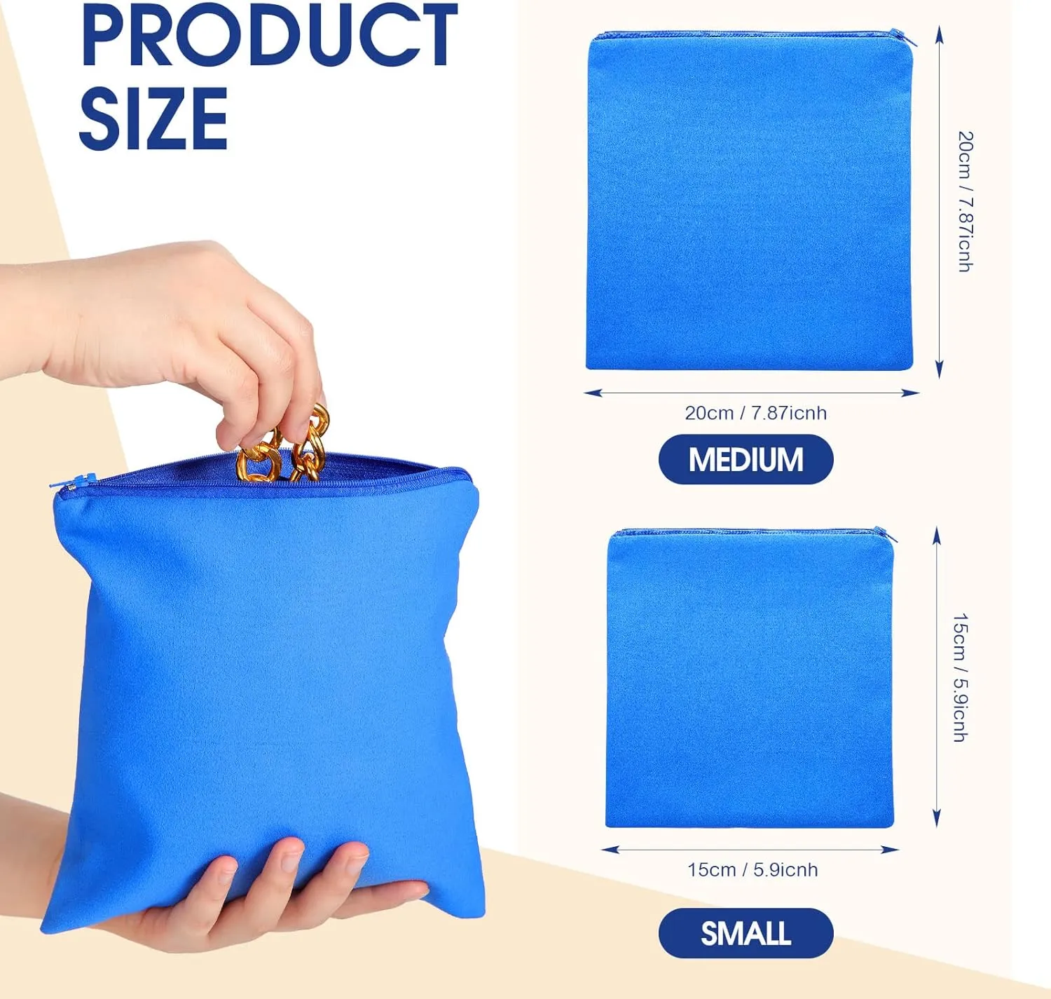 Sanwuta 8 Pcs Zippered Silver Storage Bags Anti Tarnish Silver Pouches Keeper Jewelry Storage Protector Bags(5.9 x 5.9 Inch,Navy Blue)