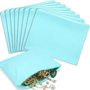 Sanwuta 8 Pcs Zippered Silver Storage Bags Anti Tarnish Silver Pouches Keeper Jewelry Storage Protector Bags(9 x 12 Inch,Lake Blue)