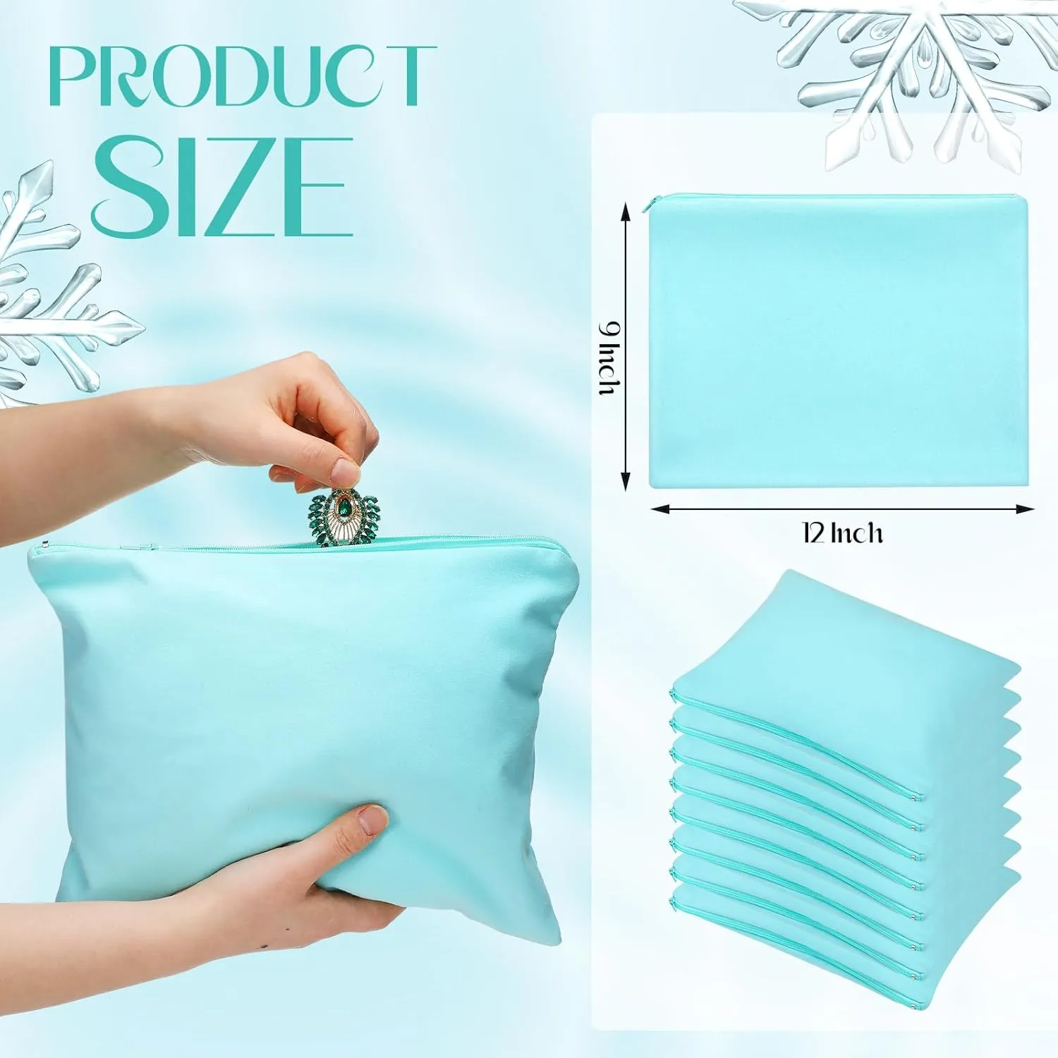 Sanwuta 8 Pcs Zippered Silver Storage Bags Anti Tarnish Silver Pouches Keeper Jewelry Storage Protector Bags(9 x 12 Inch,Lake Blue)