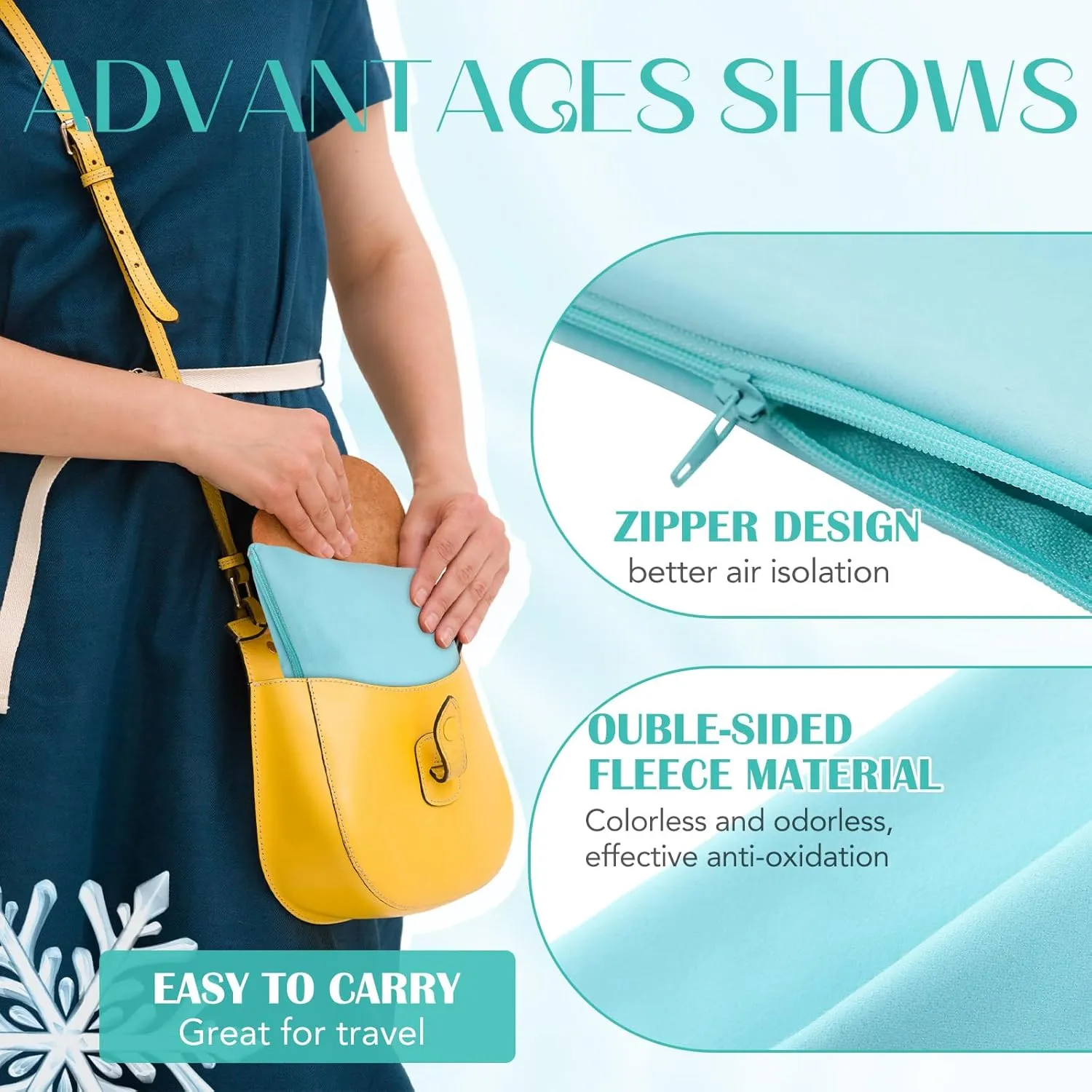 Sanwuta 8 Pcs Zippered Silver Storage Bags Anti Tarnish Silver Pouches Keeper Jewelry Storage Protector Bags(9 x 12 Inch,Lake Blue)