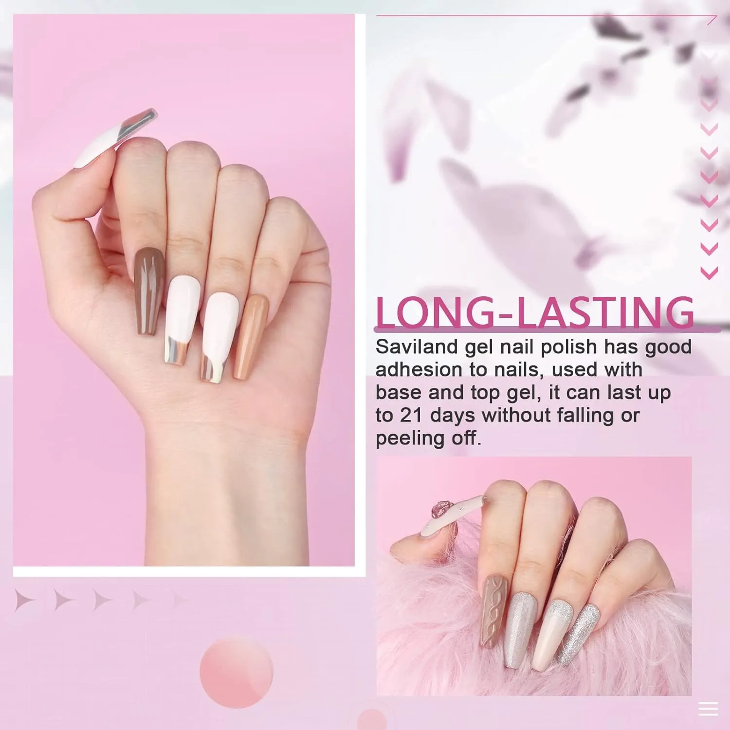 SAVILAND 33PCS Gel Nail Polish Set, Nudes Brown Pink Colors Gel Polish Set Soak Off U V LED Gel with Base & Glossy/Matte Top Gel Nail Supplies Nail Art Starter Kit Thanksgiving Gifts for Women Girls