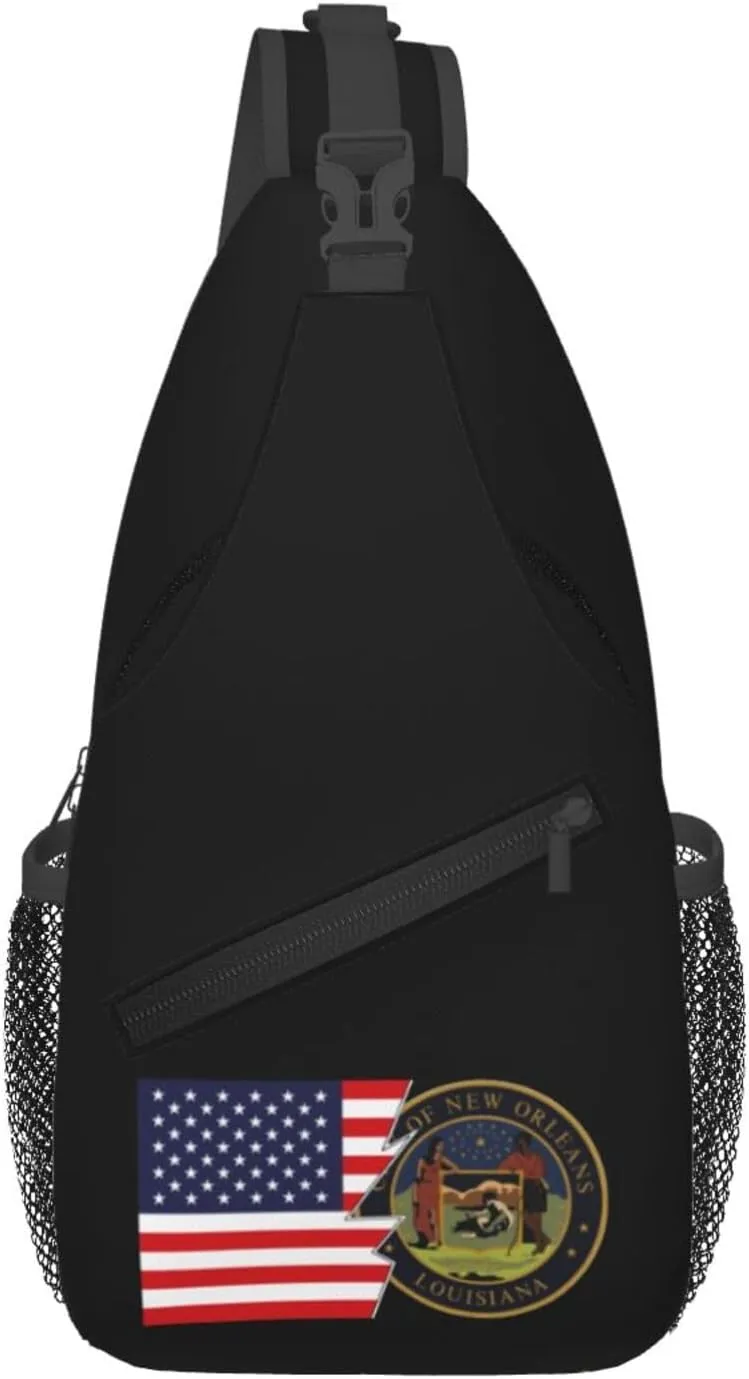 Seal Of New Orleans, Louisiana And America Crossbody Bags For Women Men Chest Backpack Gym Shoulder Bag Travel Outdoor Sports Casual Crossbody Bags