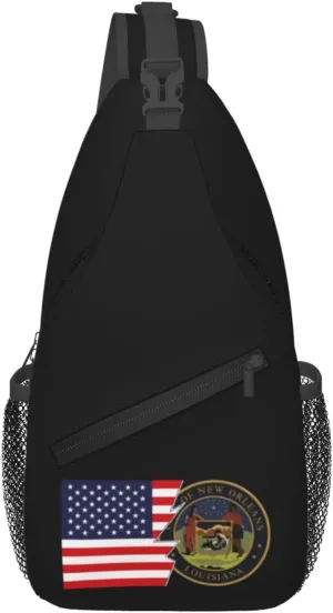 Seal Of New Orleans, Louisiana And America Crossbody Bags For Women Men Chest Backpack Gym Shoulder Bag Travel Outdoor Sports Casual Crossbody Bags