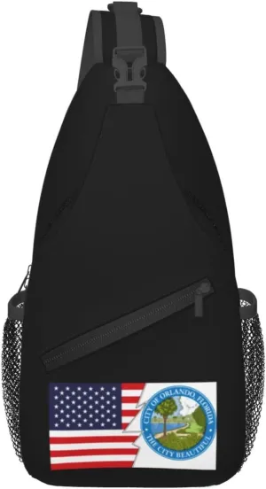 Seal Of Orlando, Florida And America Crossbody Bags For Women Men Chest Backpack Gym Shoulder Bag Travel Outdoor Sports Casual Crossbody Bags