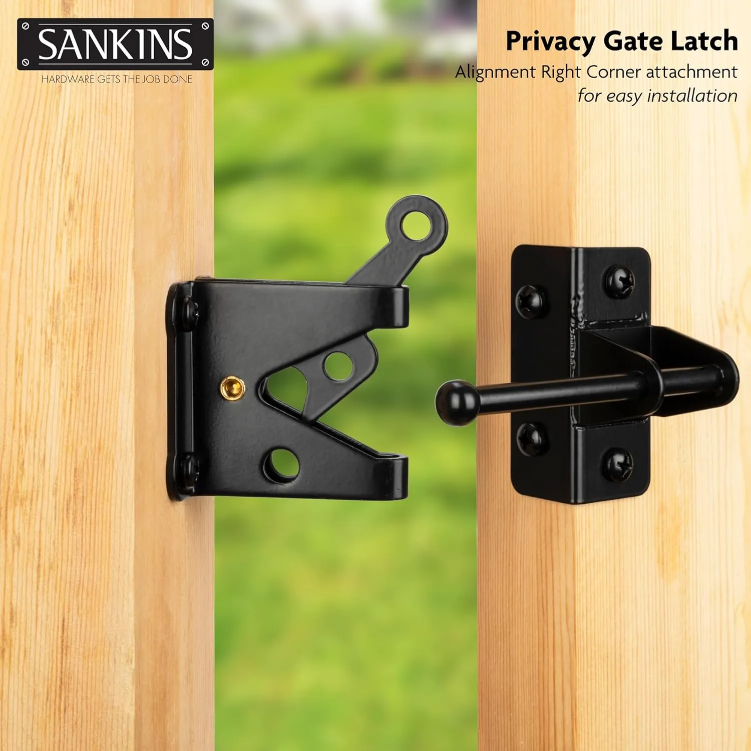 Self-Locking Gate Latch for Wooden Fence Gate Heavy Duty, Post Mount Automatic Gravity Lever Gate Fence Door Latches for Wooden Fence Secure Pool Garden Shed, Black