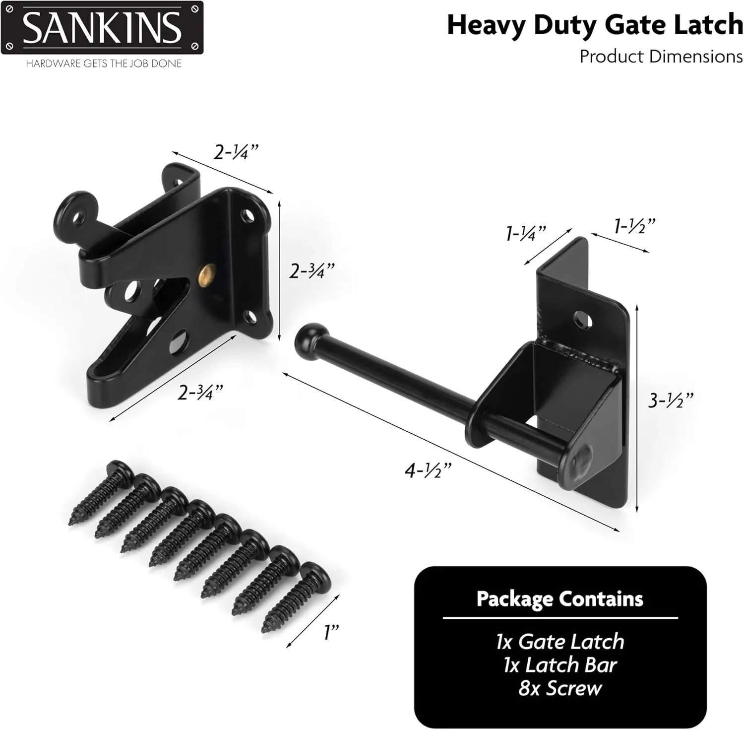 Self-Locking Gate Latch for Wooden Fence Gate Heavy Duty, Post Mount Automatic Gravity Lever Gate Fence Door Latches for Wooden Fence Secure Pool Garden Shed, Black