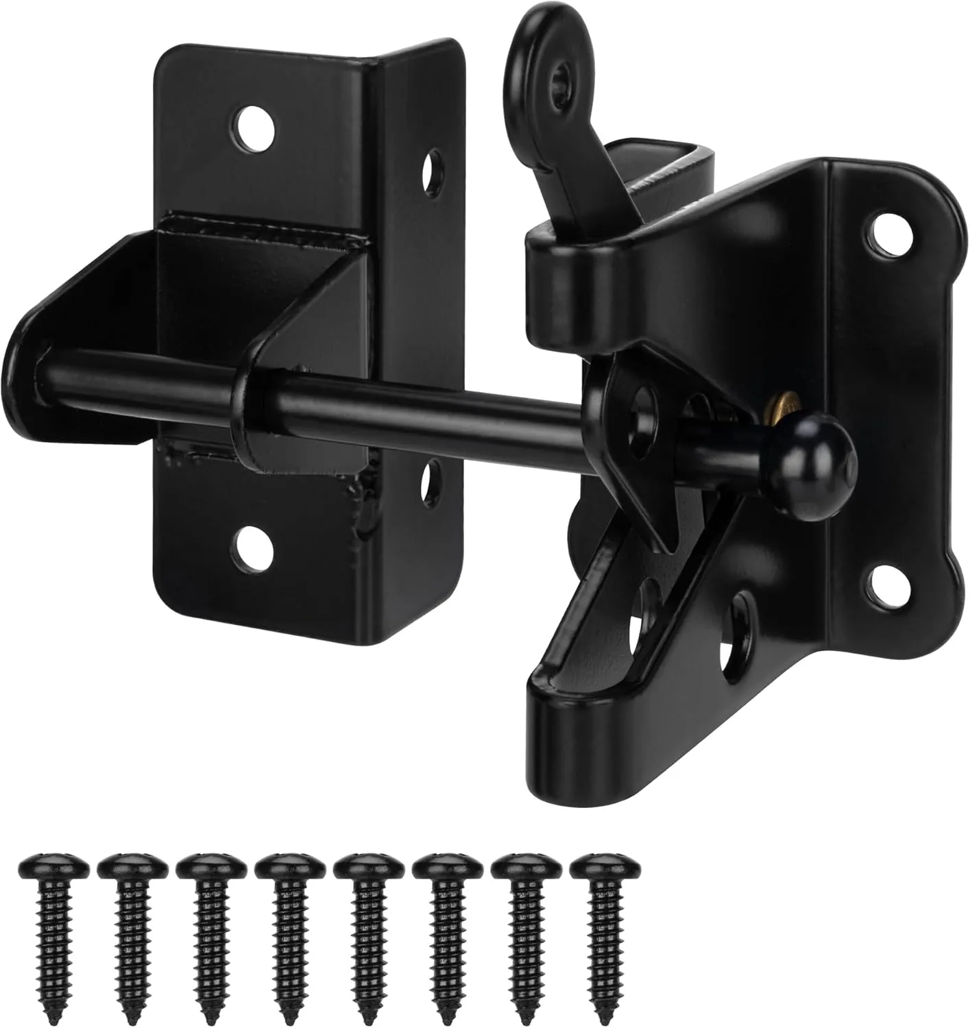 Self-Locking Gate Latch for Wooden Fence Gate Heavy Duty, Post Mount Automatic Gravity Lever Gate Fence Door Latches for Wooden Fence Secure Pool Garden Shed, Black