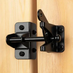 Self-Locking Gate Latch for Wooden Fence Gate Heavy Duty, Post Mount Automatic Gravity Lever Gate Fence Door Latches for Wooden Fence Secure Pool Garden Shed, Black