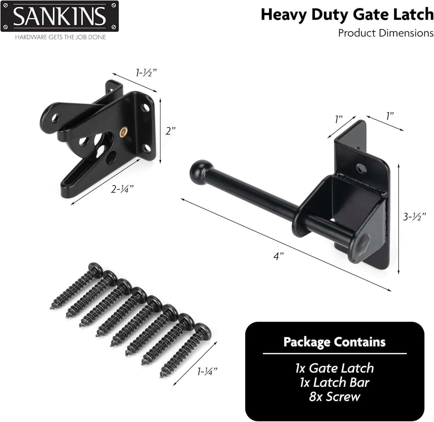 Self-Locking Gate Latch for Wooden Fence Gate Heavy Duty, Post Mount Automatic Gravity Lever Gate Fence Door Latches for Wooden Fence Secure Pool Garden Shed, Black