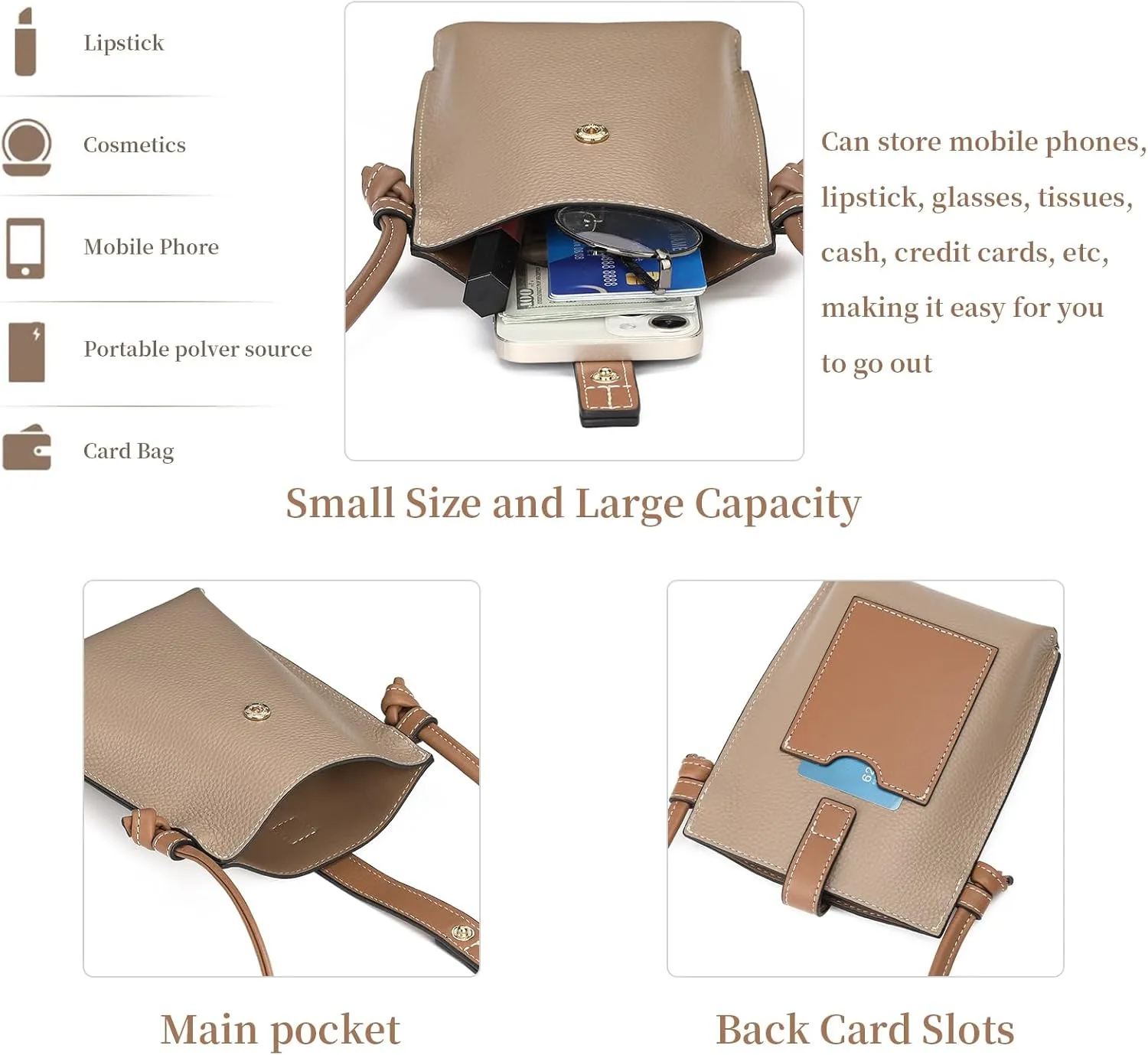 SENDEFN Cell Phone Purses for Women Small Crossbody Bag Shoulder Handbag with Adjustable Strap
