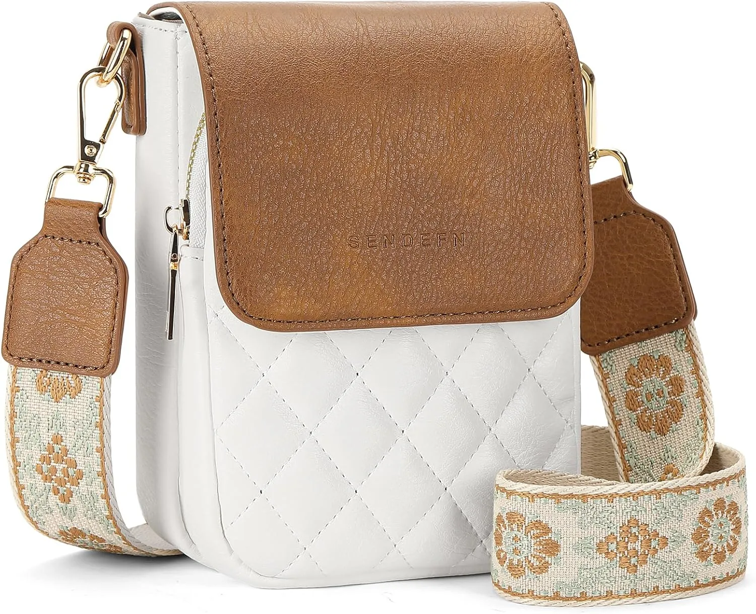 SENDEFN Small Crossbody Bags for Women Cell Phone Bag Leather Wallet Purses Adjustable Strap
