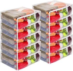 Set of 10 Clear Vinyl Zippered Storage Bags 22 x 18 x 7.5 Inch