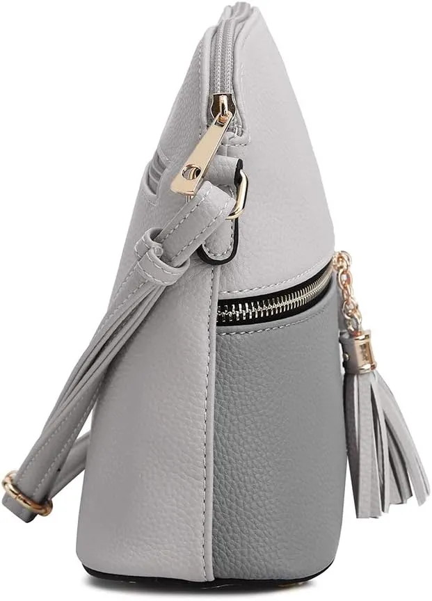 SG SUGU Lunar Lightweight Medium Dome Crossbody Bag Shoulder Bag with Tassel | Zipper Pocket | Adjustable Strap