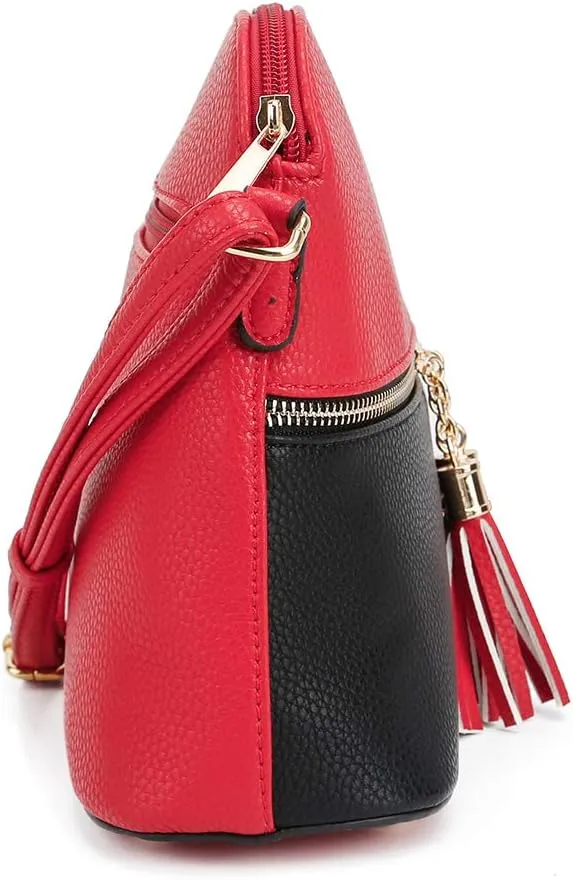 SG SUGU Lunar Lightweight Medium Dome Crossbody Bag Shoulder Bag with Tassel | Zipper Pocket | Adjustable Strap