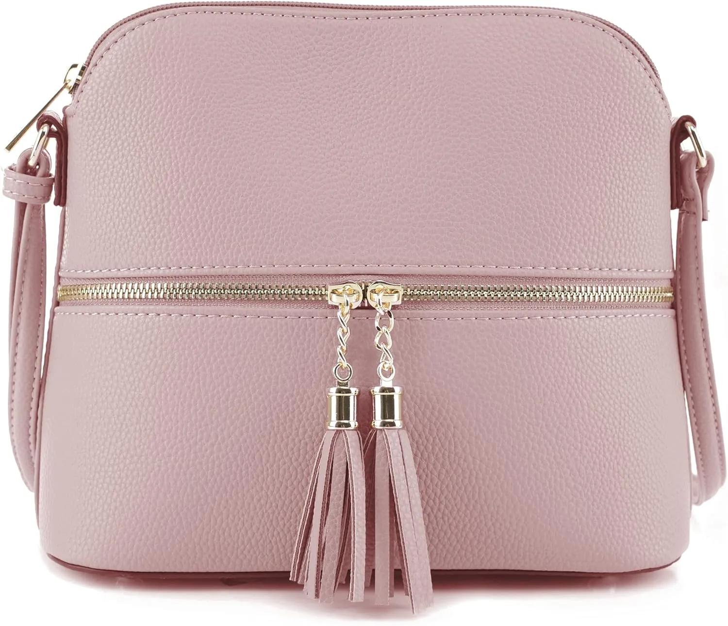 SG SUGU Lunar Lightweight Medium Dome Crossbody Bag Shoulder Bag with Tassel | Zipper Pocket | Adjustable Strap