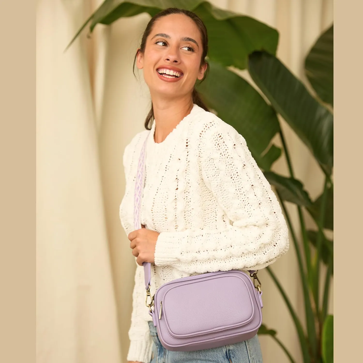 SG SUGU Small Crossbody Bag for Women, Triple Compartment Shoulder Handbags with Adjustable Strap, Camera Purse for Everyday