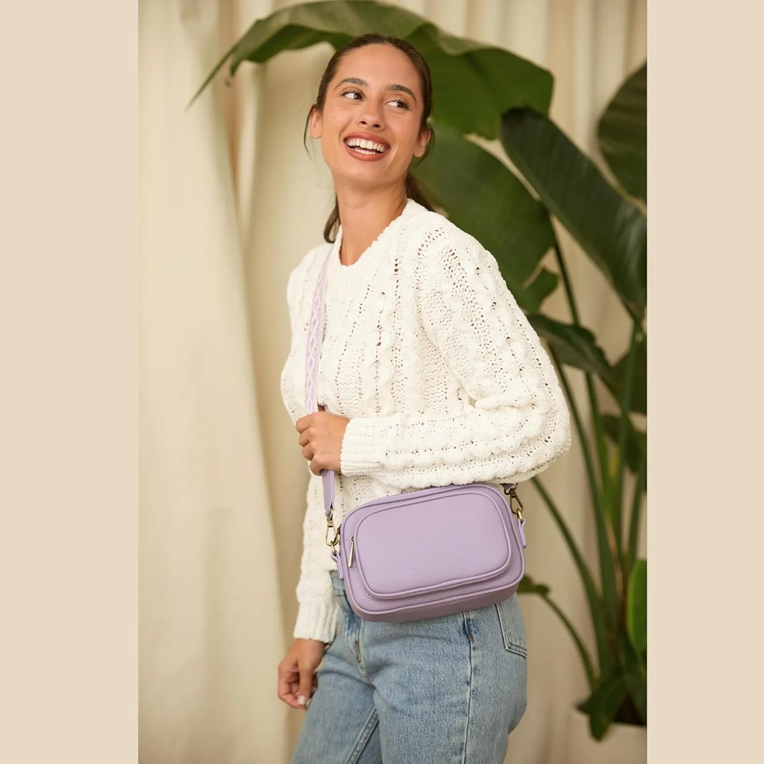 SG SUGU Small Crossbody Bag for Women, Triple Compartment Shoulder Handbags with Adjustable Strap, Camera Purse for Everyday