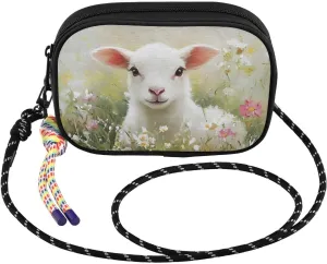 Sheep Flower Cute Crossbody Bags for Women Cell Phone Purses Women's Shoulder Handbags Wallet Purse with Adjustable Strap