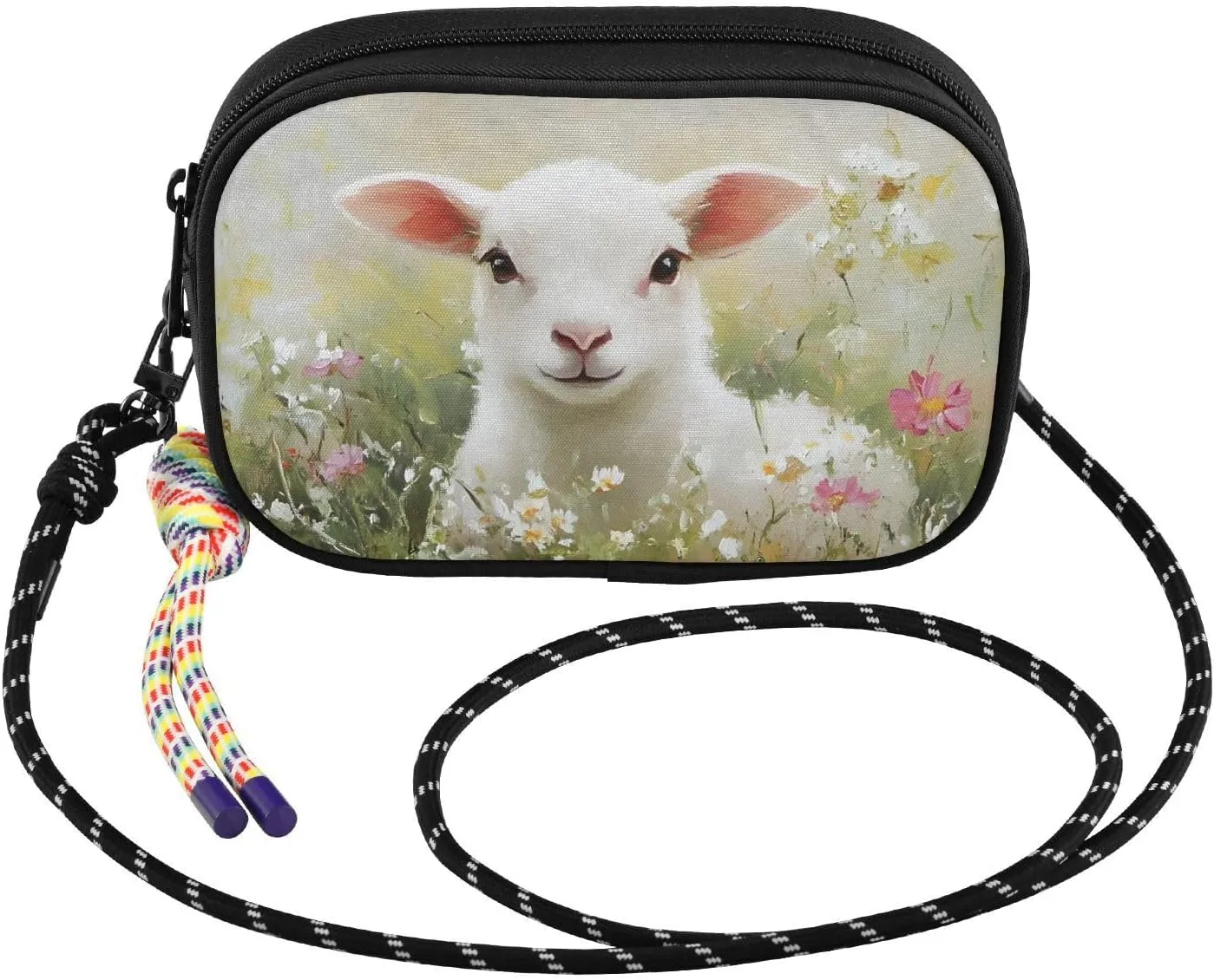 Sheep Flower Cute Crossbody Bags for Women Cell Phone Purses Women's Shoulder Handbags Wallet Purse with Adjustable Strap