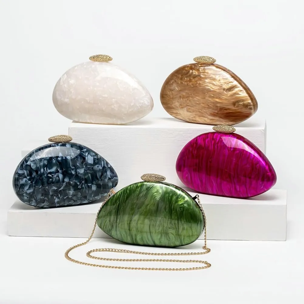 Shell Acrylic Clutch Purses For Women Chic Evening Bag Designer Crossbody Handbags for Wedding Prom
