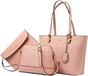 Shoulder bag, Crossbody Bag & Wristlet Wallet(Set of 3-Pure Black) Synthetic Leather Zipper Bag.