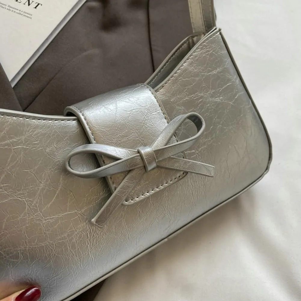 Shoulder Bag for Women, Hobo Handbags Trendy Retro Purses Leather Clutch Bag Cute Bow Purse