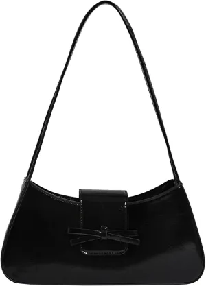 Shoulder Bag for Women, Hobo Handbags Trendy Y2K Purses Patent Leather Clutch Bag Cute Bow Purse
