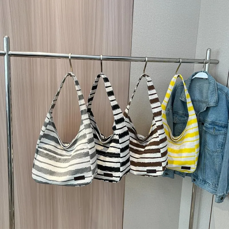 Shoulder Bag Striped Hobo Bags Womens Purses and Handbags Tote Bag for Women Work Casual Shopping Tote Purse Handbag Black