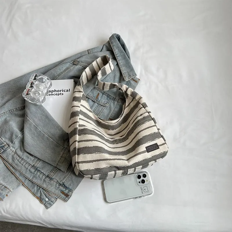 Shoulder Bag Striped Hobo Bags Womens Purses and Handbags Tote Bag for Women Work Casual Shopping Tote Purse Handbag Grey