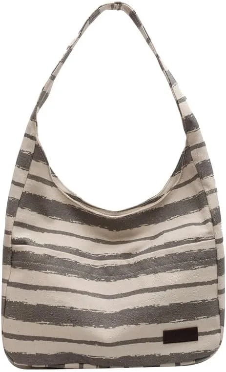 Shoulder Bag Striped Hobo Bags Womens Purses and Handbags Tote Bag for Women Work Casual Shopping Tote Purse Handbag Grey