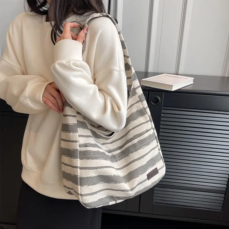 Shoulder Bag Striped Hobo Bags Womens Purses and Handbags Tote Bag for Women Work Casual Shopping Tote Purse Handbag Grey
