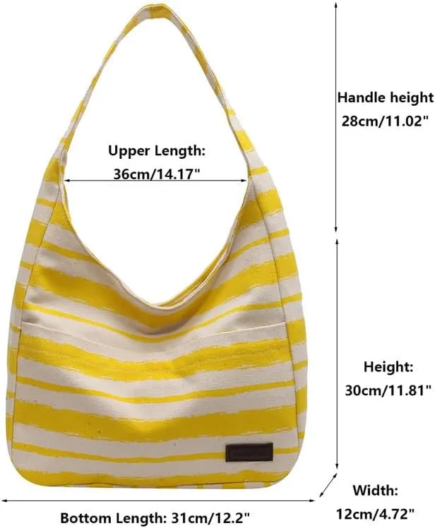 Shoulder Bag Striped Hobo Bags Womens Purses and Handbags Tote Bag for Women Work Casual Shopping Tote Purse Handbag Yellow