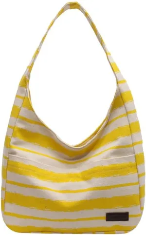 Shoulder Bag Striped Hobo Bags Womens Purses and Handbags Tote Bag for Women Work Casual Shopping Tote Purse Handbag Yellow
