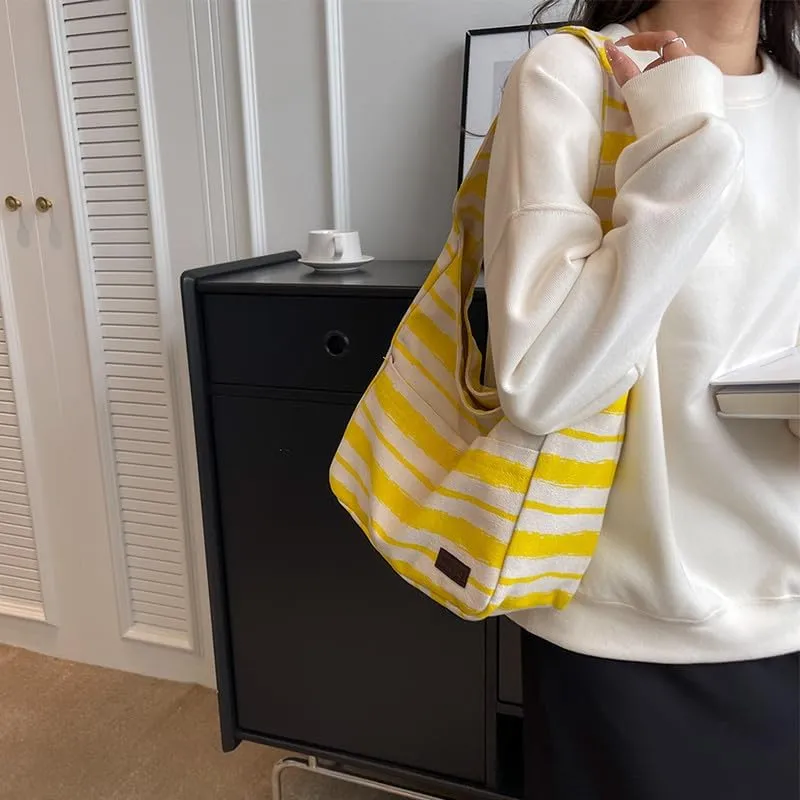 Shoulder Bag Striped Hobo Bags Womens Purses and Handbags Tote Bag for Women Work Casual Shopping Tote Purse Handbag Yellow