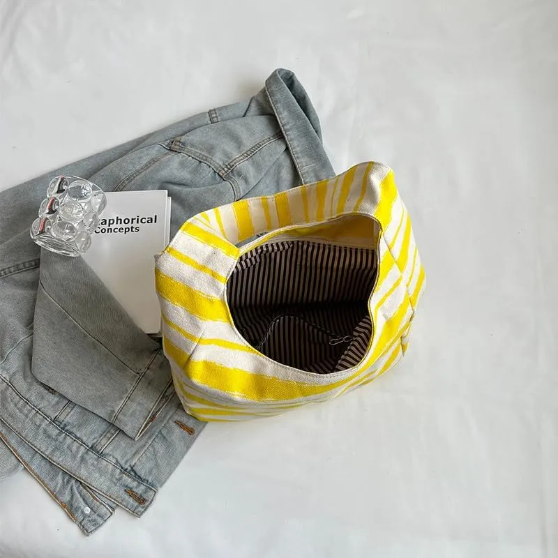 Shoulder Bag Striped Hobo Bags Womens Purses and Handbags Tote Bag for Women Work Casual Shopping Tote Purse Handbag Yellow