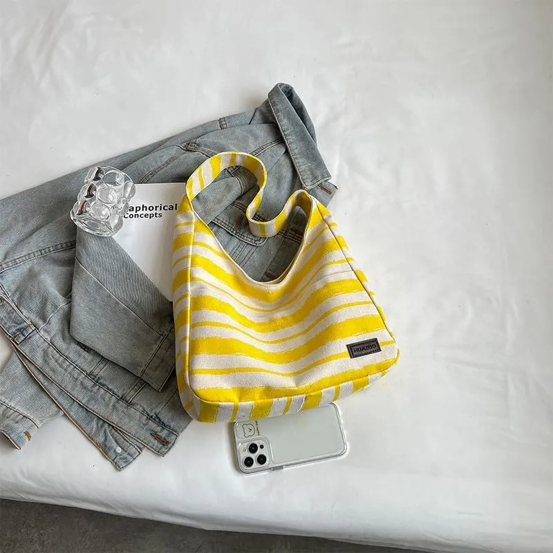 Shoulder Bag Striped Hobo Bags Womens Purses and Handbags Tote Bag for Women Work Casual Shopping Tote Purse Handbag Yellow