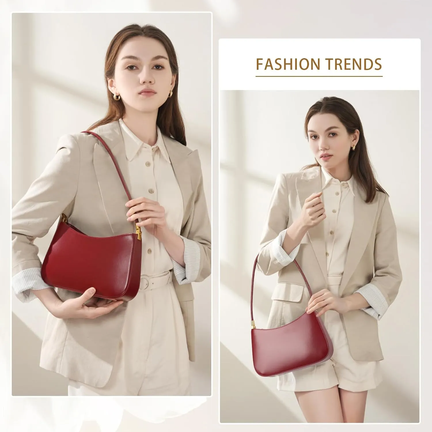 Shoulder Bag Underarm Purse for Women Genuine Leather Handbags for Lady