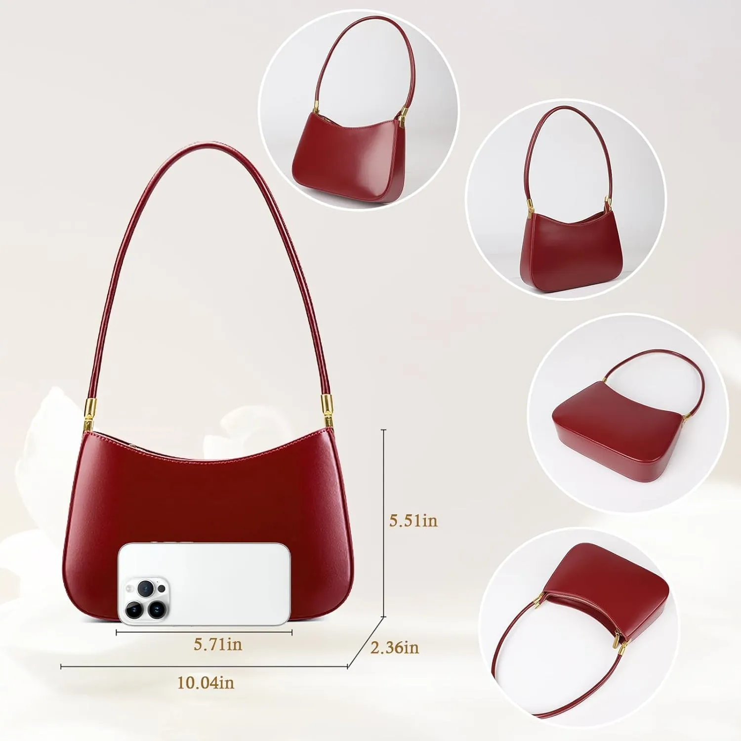 Shoulder Bag Underarm Purse for Women Genuine Leather Handbags for Lady