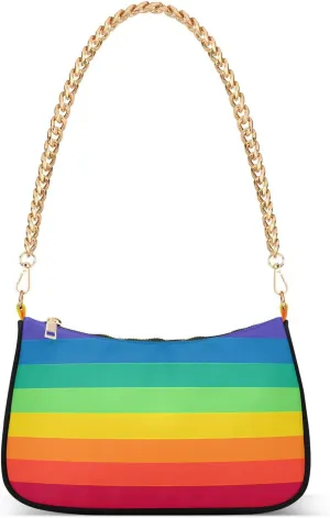 Shoulder Bags for Women Striped Rainbow Hobo Tote Handbag Small Clutch Purse with Zipper Closure