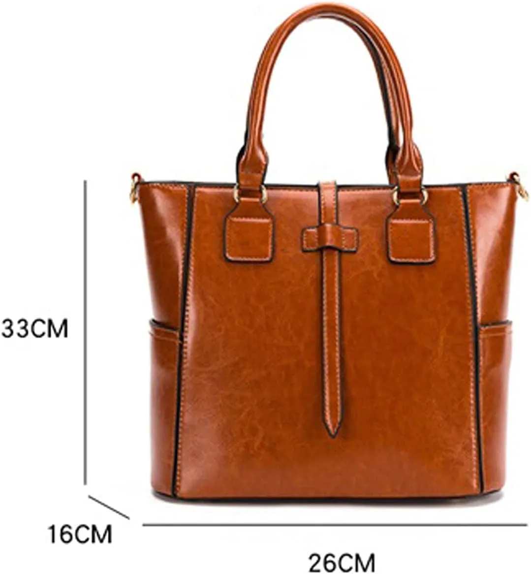 Shoulder Bags Quality Soft Leather Ladies PU Leather Large Capacity Handbag Stitching Design Casual Shoulder Bag(Rojo)