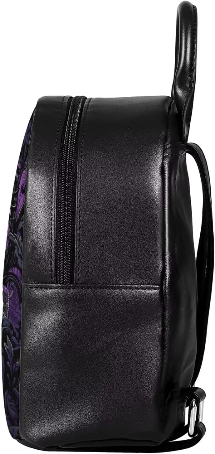 Showudesigns Black Cat Backpack Purse for Women Mini Backpacks Water-Resistant Small Back Pack Shoulder Bag for School Travel Min Casual Daypack Purple