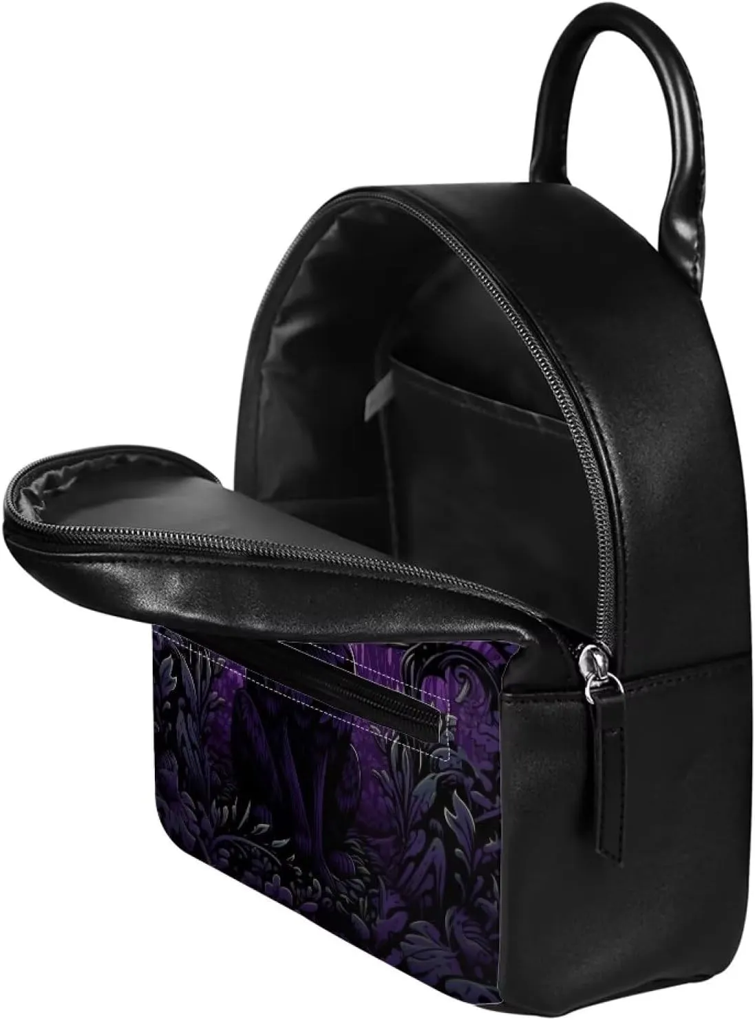 Showudesigns Black Cat Backpack Purse for Women Mini Backpacks Water-Resistant Small Back Pack Shoulder Bag for School Travel Min Casual Daypack Purple