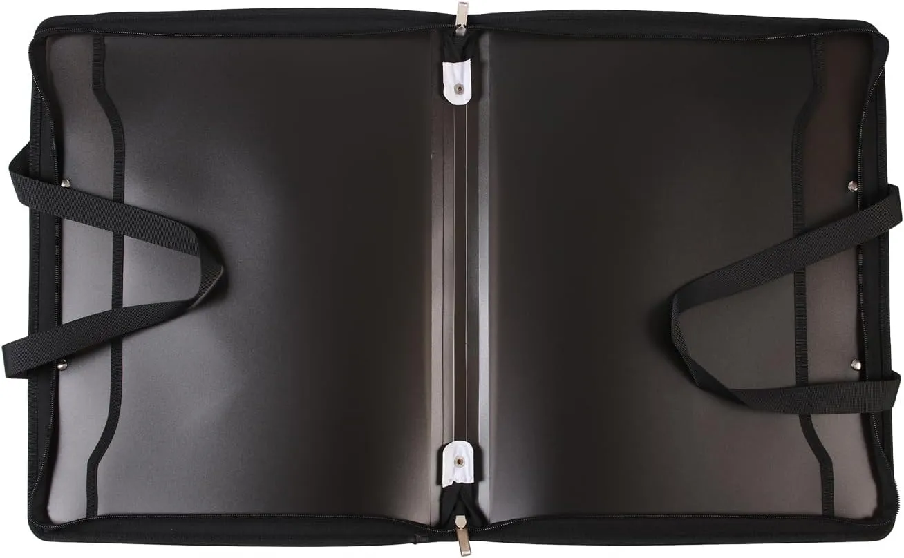 Shulaner Plastic Art Portfolio Folder with Zipper and Handle 17 x 14 inches Large Waterproof Bag Artwork Storage Container for Drawing Sketch Photography Poster Files Document, Black