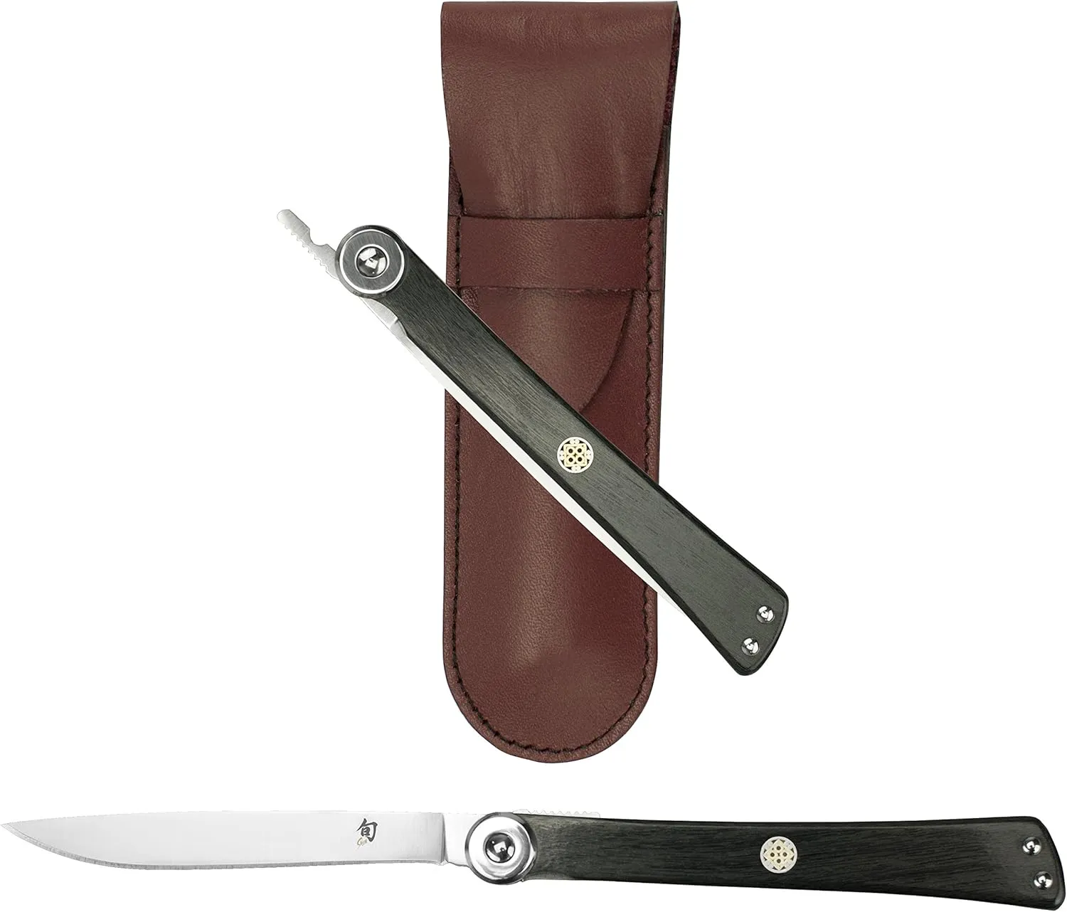 Shun Higo-No Kami Personal Steak Knife, 3.5” Handcrafted Japanese Knife, VG10 Stainless Steel Blade, Pakkawood Handle