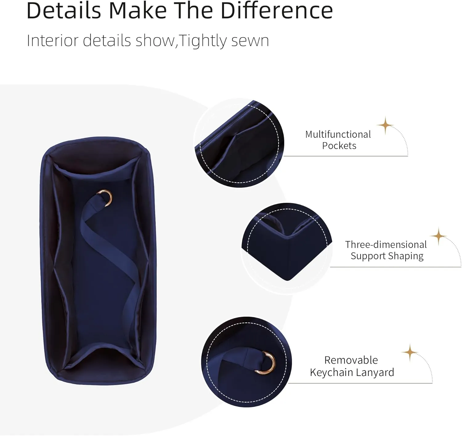 Silk Organizer for Lindy Mini/26/30/34,Soft and Gentle Touch Insert,Maintain Bag Natural Shape,Lightweight Inner Bag（Blue Nuit,Lindy Mini19）