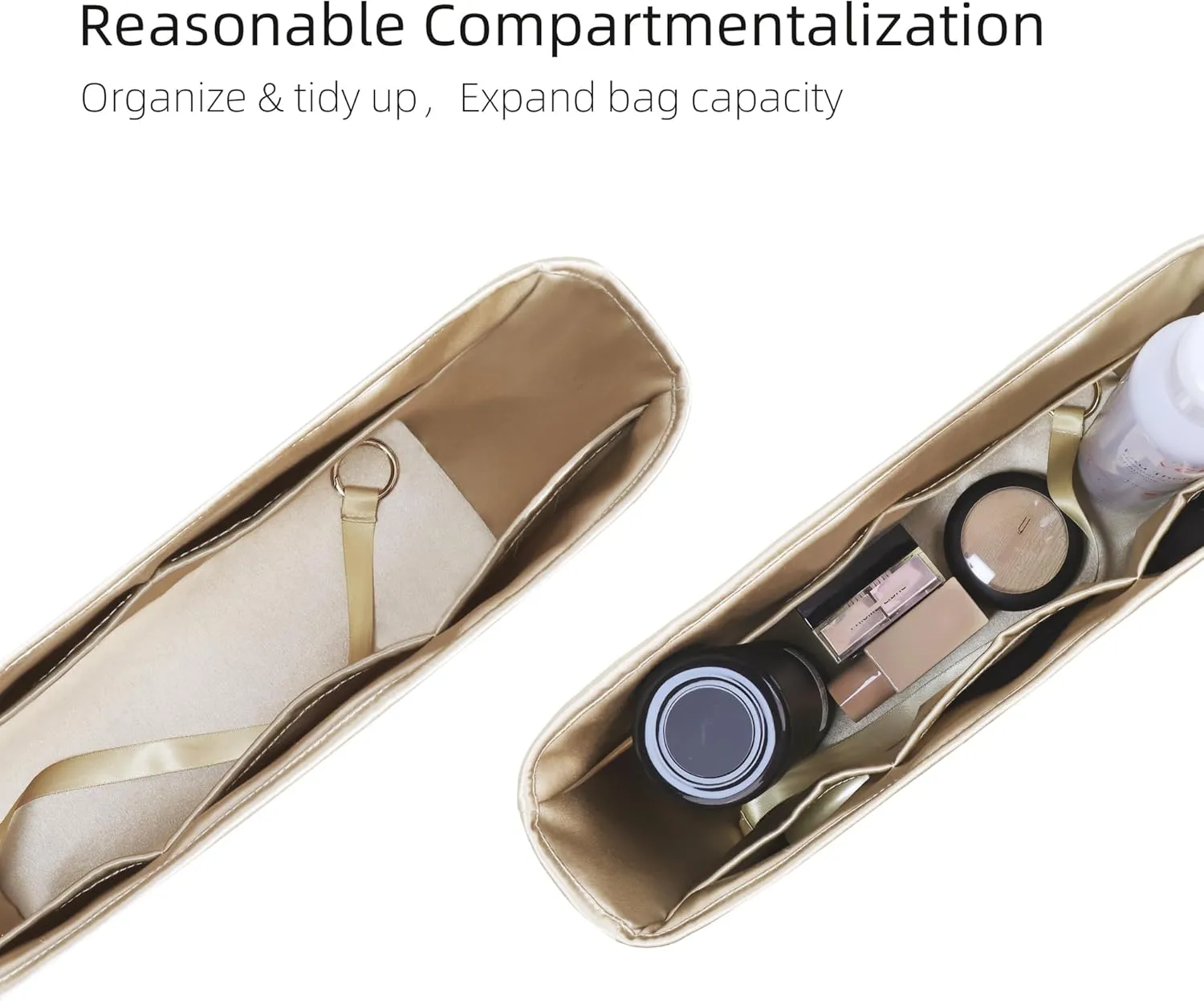 Silk Purse Organizer for Anjou Mini/PM/GM,Insert Bag in Bag,Luxury Handbag Tote Lining Bag Shapers(PM,Champagne)